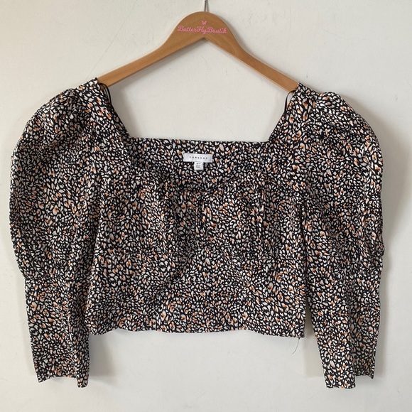 Topshop corset blouse in animal print crop Top , Size 8, NWT - Picture 9 of 14